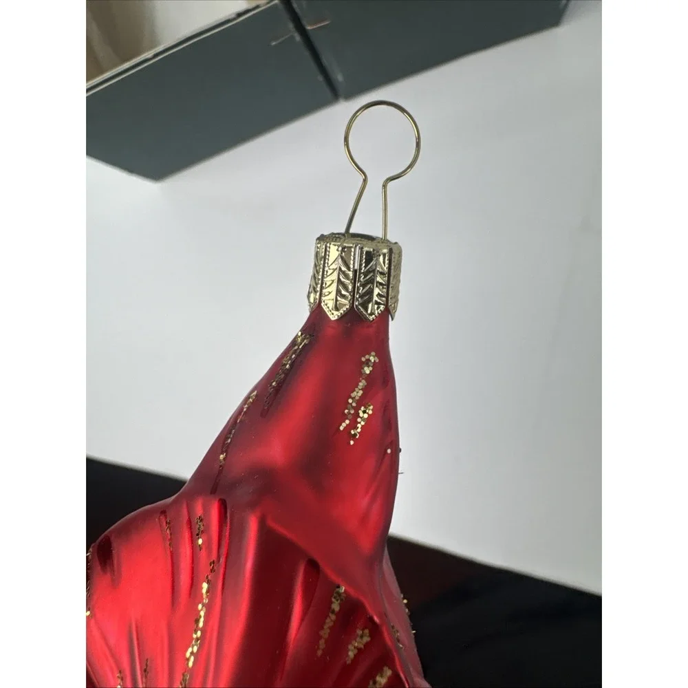 Smith Hawkins Red Amaryllis‎ Blown Glass Ornament W Germany w/Box - Large 12